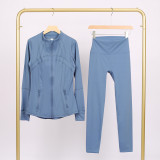 LULU DF Stand Collar Jacket Nine-Point Set Zipper Slim Fit Jacket Stretchy Quick-Dry Tight Fitness Yoga Wear