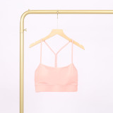 LULU Y-shaped sports tank top for women with chest pads, sexy thin underwear with beautiful back design, fitness yoga top with straps for spring and summer