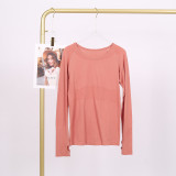 LULU 1.0 Long Sleeve Sports Yoga T-Shirt Quick-Dry Round Neck Running Fitness Top Sweat-Wicking Tight-Fitting Shirt for Women Spring/Summer