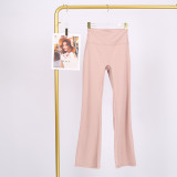 LULU high-waisted flared pants for women, high elasticity, slimming, brushed fabric, naked feel, suitable for sports, fitness, and yoga, can be worn outside in spring and autumn