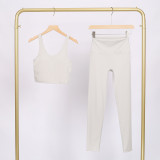 LULU U-shaped sports vest and cropped pants set, nude-feel bra, beautiful back, shockproof, push-up yoga top for women