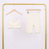 LULU Y-shaped sports vest and shorts set, vest underwear, nude-feel bra, beautiful back, shockproof, push-up yoga