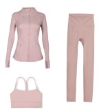 LULU DF Stand Collar Jacket, Y-Back Vest, Nine-Quarter Pants Three-Piece Set, Starry Gold Zipper Slim Fit Yoga Outfit