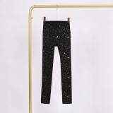 LULU Nude Feel Yoga Pants Peach Butt-Lifting Pants Fitness Long Pants Elastic Nine-Point Pants Golden Starry Pattern Versatile for Women