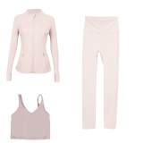 LULU DF stand-up collar jacket, U-shaped vest, cropped pants three-piece set, starry gold zipper slim-fit yoga wear