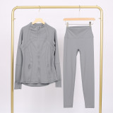 LULU DF Stand Collar Jacket Nine-Point Set Zipper Slim Fit Jacket Stretchy Quick-Dry Tight Fitness Yoga Wear