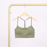 LULU Y-shaped sports tank top for women with chest pads, sexy thin underwear with beautiful back design, fitness yoga top with straps for spring and summer
