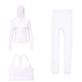 LULU DF Embossed Hooded Jacket, Y-Back Vest, Cropped Pants Three-Piece Set, Starry Gold Zipper Yoga Outfit