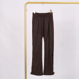 LULU Nude High-Waisted Drawstring Cargo Pants with Pockets for Women, Loose Slimming Long Pants for Yoga, Sports, and Fitness