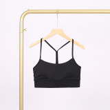 LULU Y-shaped sports tank top for women with chest pads, sexy thin underwear with beautiful back design, fitness yoga top with straps for spring and summer