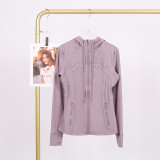 LULU In-Stock Hooded Jacket Running Yoga Coat Sports Slim Fit Zipper Cardigan Fitness Top for Women