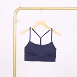LULU Y-shaped sports tank top for women with chest pads, sexy thin underwear with beautiful back design, fitness yoga top with straps for spring and summer