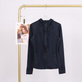 LULU In-Stock Hooded Jacket Running Yoga Coat Sports Slim Fit Zipper Cardigan Fitness Top for Women