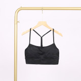 LULU Y-shaped sports tank top for women with chest pads, sexy thin underwear with beautiful back design, fitness yoga top with straps for spring and summer