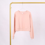 LULU (in stock) Yoga wear air-layer short round-neck sweatshirt, high elasticity, loose fit, sports OVZ short long-sleeve