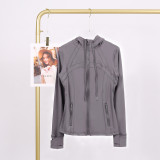 LULU In-Stock Hooded Jacket Running Yoga Coat Sports Slim Fit Zipper Cardigan Fitness Top for Women