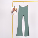LULU high-waisted flared pants for women, high elasticity, slimming, brushed fabric, naked feel, suitable for sports, fitness, and yoga, can be worn outside in spring and autumn