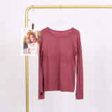 LULU 1.0 Long Sleeve Sports Yoga T-Shirt Quick-Dry Round Neck Running Fitness Top Sweat-Wicking Tight-Fitting Shirt for Women Spring/Summer
