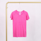 LULU 1.0 (logo) High Elasticity Sports Round Neck Short Sleeve Women's Quick-Dry Tight Running T-Shirt Yoga Wear for Women