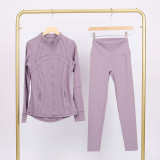 LULU DF Stand Collar Jacket Nine-Point Set Zipper Slim Fit Jacket Stretchy Quick-Dry Tight Fitness Yoga Wear