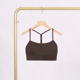 LULU Y-shaped sports tank top for women with chest pads, sexy thin underwear with beautiful back design, fitness yoga top with straps for spring and summer