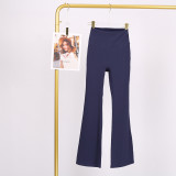 LULU high-waisted flared pants for women, high elasticity, slimming, brushed fabric, naked feel, suitable for sports, fitness, and yoga, can be worn outside in spring and autumn