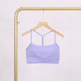 LULU Y-shaped sports tank top for women with chest pads, sexy thin underwear with beautiful back design, fitness yoga top with straps for spring and summer