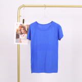 LULU 1.0 High Elasticity Sports Round Neck Short Sleeve Women's Quick-Dry Tight Top Running Training T-Shirt Yoga Wear for Women