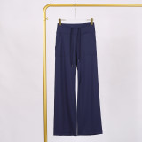 LULU Nude Feel High-Waisted Drawstring Straight Pants for Women, Loose Slimming Long Pants, Yoga Sports Fitness Pants, Casual Versatile