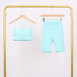LULU Y-shaped sports vest and shorts set, vest underwear, nude-feel bra, beautiful back, shockproof, push-up yoga