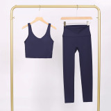 LULU U-shaped sports vest and cropped pants set, nude-feel bra, beautiful back, shockproof, push-up yoga top for women