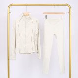 LULU DF Stand Collar Jacket Nine-Point Set Zipper Slim Fit Jacket Stretchy Quick-Dry Tight Fitness Yoga Wear