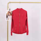 LULU DF Stand Collar Jacket for Women, Slim Fit Casual Versatile Stretchy Gold Zipper Fitness Yoga Wear