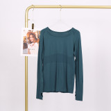 LULU 1.0 Long Sleeve Sports Yoga T-Shirt Quick-Dry Round Neck Running Fitness Top Sweat-Wicking Tight-Fitting Shirt for Women Spring/Summer