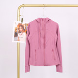 LULU In-Stock Hooded Jacket Running Yoga Coat Sports Slim Fit Zipper Cardigan Fitness Top for Women