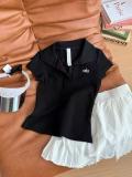 New letter-printed American-style polo collar short-sleeve T-shirt for women, summer slim-fit design top, trendy