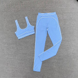 Early spring European and American Kendall Jenner style sports set: yoga fitness Pilates bra, tight tank top, and long pants