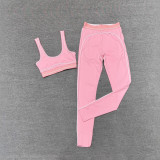 Early spring European and American Kendall Jenner style sports set: yoga fitness Pilates bra, tight tank top, and long pants