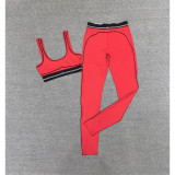 Early spring European and American Kendall Jenner style sports set: yoga fitness Pilates bra, tight tank top, and long pants