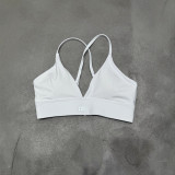 Yoga sports bra in Kendall Jenner style, sexy V-neck, adjustable with chest pads, comfortable strapless triangle bra for women