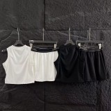 In-stock spring/summer new model: Women's fitness sports tennis quick-dry tank top + anti-exposure half skirt set