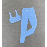 Early spring European and American Kendall Jenner style sports set: yoga fitness Pilates bra, tight tank top, and long pants