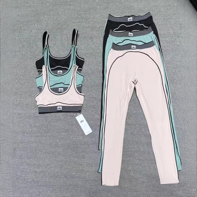 nude yoga suit set, women's sports yoga suit, fitness buttock lifting Pilates external yoga suit