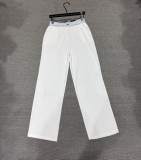 Spring casual sports sweatpants for women, high-waisted wide-leg pants with ribbons, loose-fitting, slimming, and drapey casual pants
