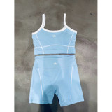 Summer new style nude-feel padded outerwear bra with contrasting color straps, shorts, and yoga outfit for women
