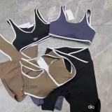 Summer high-waisted sports suit for women, color-blocking, backless, tight-fitting, nude-feel yoga suit for running and fitness