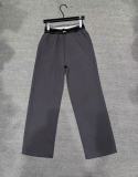 Spring casual sports sweatpants for women, high-waisted wide-leg pants with ribbons, loose-fitting, slimming, and drapey casual pants