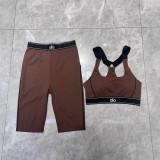 aIo American-style Pilates bra training fitness outfit for women, high-waisted butt-lifting sports tank top and shorts two-piece set