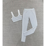 Early spring European and American Kendall Jenner style sports set: yoga fitness Pilates bra, tight tank top, and long pants