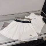 In-stock spring/summer new model: Women's fitness sports tennis quick-dry tank top + anti-exposure half skirt set